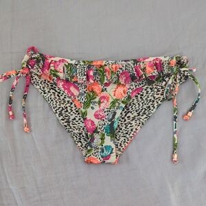H&M Cheetah And Flowers Ruffle Bikini Bottoms